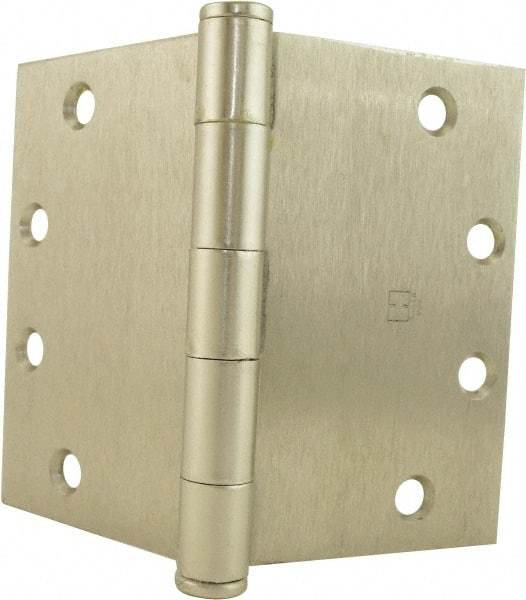 Hager - 6" Wide x 4-1/2" High Square Corner Residential Hinge - Square Edge, Steel, Satin Nickel Finish - USA Tool & Supply