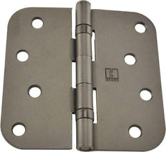 Hager - 4" Wide x 4" High 5/8 Radius Residential Hinge - Round Edge, Steel, Bronze Finish - USA Tool & Supply