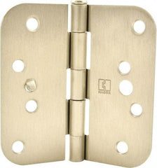 Hager - 4" Wide x 4" High 5/8 Radius Residential Hinge - Round Edge, Steel, Satin Nickel Finish - USA Tool & Supply