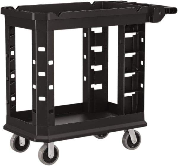 Suncast - 500 Lb Capacity, 19-1/2" Wide x 34-13/16" Long x 41-25/32" High Standard Utility Cart - 2 Shelf, Structural Foam, 2 Swivel, 2 Fixed/Locking Casters - USA Tool & Supply