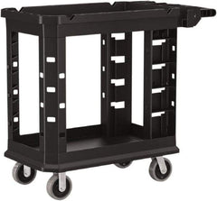 Suncast - 500 Lb Capacity, 19-1/2" Wide x 34-13/16" Long x 41-25/32" High Standard Utility Cart - 2 Shelf, Structural Foam, 2 Swivel, 2 Fixed/Locking Casters - USA Tool & Supply