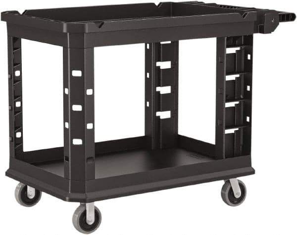Suncast - 500 Lb Capacity, 26-1/2" Wide x 47-25/32" Long x 34-13/16" High Standard Utility Cart - 2 Shelf, Structural Foam, 2 Swivel, 2 Fixed/Locking Casters - USA Tool & Supply