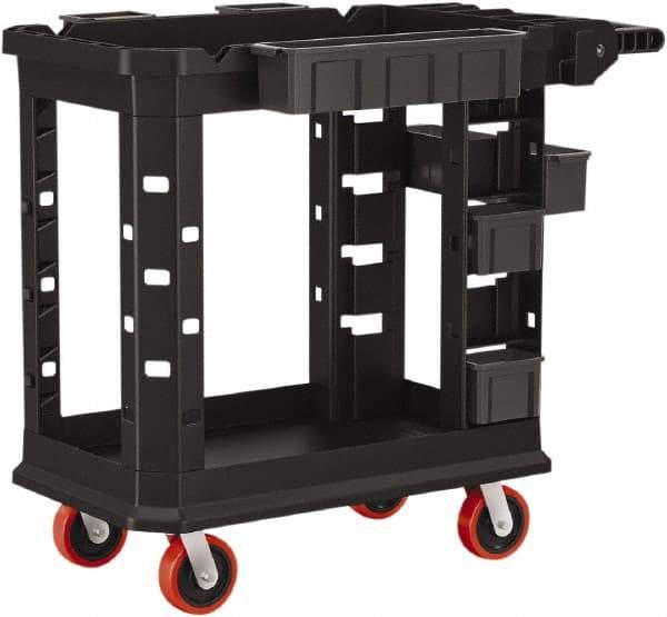 Suncast - 500 Lb Capacity, 19-1/2" Wide x 34-13/16" Long x 41-25/32" High Standard Utility Cart - 2 Shelf, Structural Foam, 4 Swivel Casters - USA Tool & Supply