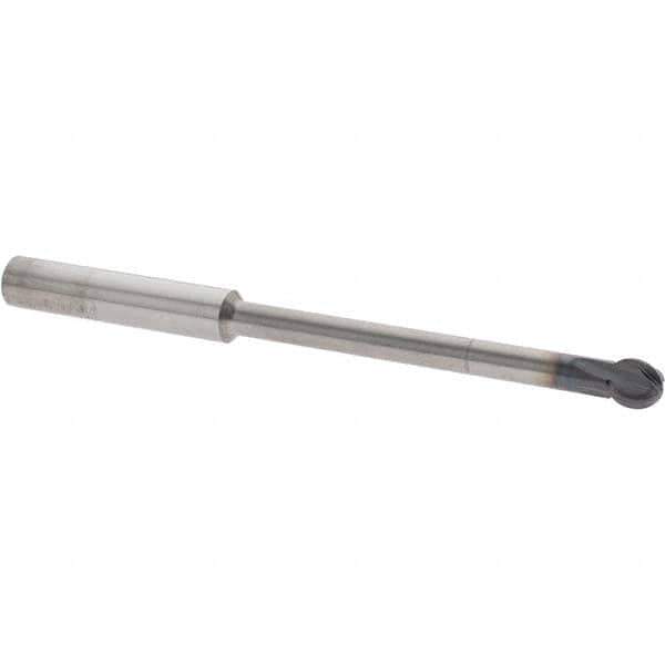 Accupro - 5/16" Diam, 0.266" LOC, 4 Flute Solid Carbide Ball End Mill - nACo Finish, Single End, 4" OAL, 5/16" Shank Diam, Undercutting - USA Tool & Supply