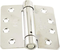 Hager - 4" Wide x 4" High Standard Weight Ball Bearing Residential Hinge - Round Edge, Steel, Bright Chrome Finish - USA Tool & Supply