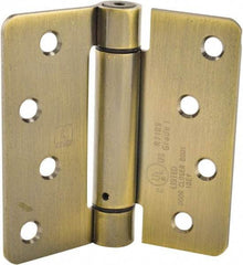 Hager - 4" Wide x 4" High Special Residential Residential Hinge - Round Edge, Steel, Antique Brass Finish - USA Tool & Supply