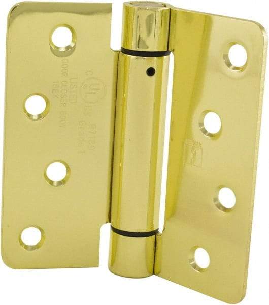 Hager - 4" Wide x 4" High Special Residential Residential Hinge - Round Edge, Steel, Bright Brass Finish - USA Tool & Supply