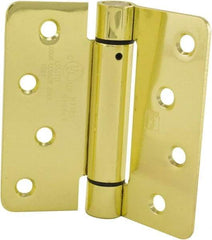 Hager - 4" Wide x 4" High Special Residential Residential Hinge - Round Edge, Steel, Bright Brass Finish - USA Tool & Supply