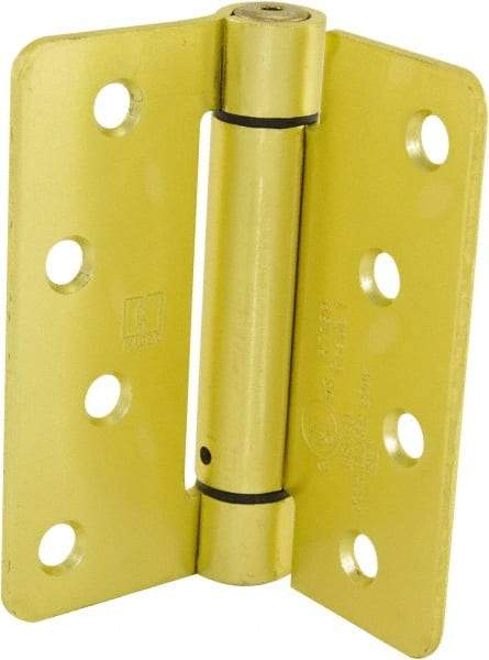 Hager - 4" Wide x 4" High Special Residential Residential Hinge - Round Edge, Steel, Satin Brass Finish - USA Tool & Supply