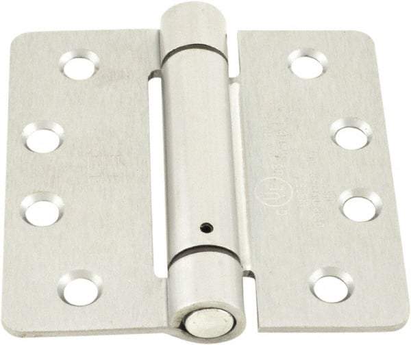 Hager - 4" Wide x 4" High Standard Weight Ball Bearing Residential Hinge - Round Edge, Steel, Satin Chrome Finish - USA Tool & Supply