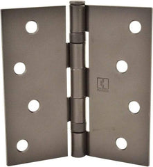 Hager - 4" Wide x 4" High Standard Weight Ball Bearing Residential Hinge - Square Edge, Steel, Matte Antique Bronze Finish - USA Tool & Supply