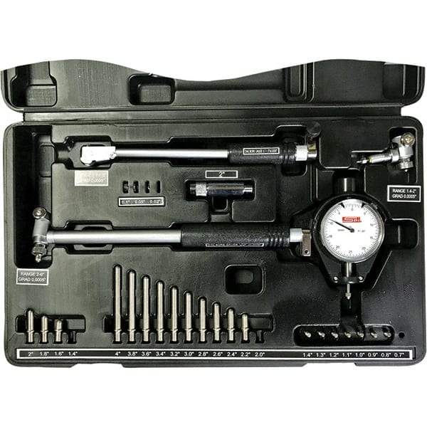 SPI - 23 Anvil, 0.7" to 6" Dial Bore Gage - 0.0005" Graduation, 10" Gage, Accurate to 0.0006", Alloy Steel Anvil - USA Tool & Supply