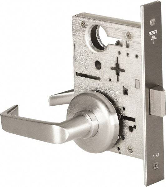 Stanley - Passage Lever Lockset for 1-3/8 to 1-3/4" Thick Doors - 2-3/8 to 2-3/4" Back Set, Brass, Satin Chrome Finish - USA Tool & Supply