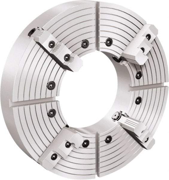 Samchully - 4 Jaw, 250mm Diam, Independent Manual Lathe Chuck - Plain Back Mount, Adjustable, 55mm Through Hole Diam, Cast Iron (Semi-Steel) - USA Tool & Supply