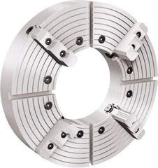 Samchully - 4 Jaw, 250mm Diam, Independent Manual Lathe Chuck - Plain Back Mount, Adjustable, 55mm Through Hole Diam, Cast Iron (Semi-Steel) - USA Tool & Supply