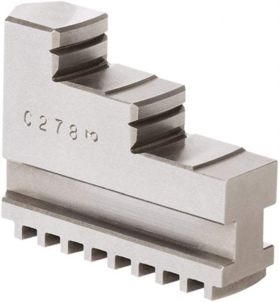 Samchully - 12" Max Chuck Diam Compatibility, Steel Square Serrated Hard Lathe Top Jaws - 2 Steps, 30mm Wide x 110mm Long x 82.5mm High - USA Tool & Supply