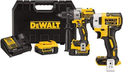 DeWALT - 20 Volt 1/2" Chuck Pistol Grip Handle Cordless Drill - 0-2000 RPM, Keyless Chuck, Reversible, 2 Lithium-Ion Batteries Included - USA Tool & Supply