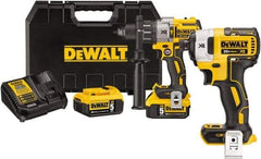 DeWALT - 20 Volt 1/2" Keyless Chuck Cordless Hammer Drill - 0 to 38,250 BPM, 0 to 2,000 RPM, Reversible - USA Tool & Supply