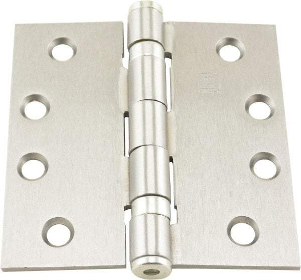 Hager - 4" Long x 4" Wide x 0.062" Thick, Steel Full Mortise Ball Bearing Hinge - Satin Chrome Finish, 5 Knuckles - USA Tool & Supply