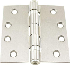 Hager - 4" Long x 4" Wide x 0.062" Thick, Steel Full Mortise Ball Bearing Hinge - Satin Chrome Finish, 5 Knuckles - USA Tool & Supply
