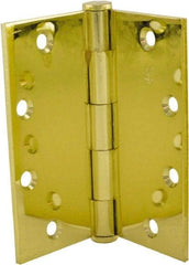 Hager - 5" Long x 5" Wide x 0.062" Thick, Steel Full Mortise Hinge - Bright Brass Finish, 5 Knuckles - USA Tool & Supply