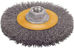 WALTER Surface Technologies - 6" OD, 5/8-11 Arbor Hole, Crimped Stainless Steel Wheel Brush - 5/8" Face Width, 1" Trim Length, 0.0118" Filament Diam, 9,000 RPM - USA Tool & Supply