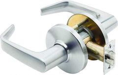 Stanley - Grade 1 Passage Lever Lockset - 2-3/4" Back Set, Zinc, Satin Chrome Finish - USA Tool & Supply