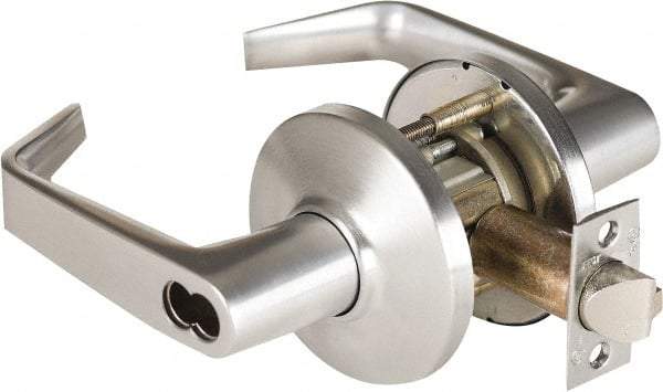 Stanley - Grade 1 Institution Lever Lockset - 2-3/4" Back Set, Zinc, Satin Chrome Finish - USA Tool & Supply