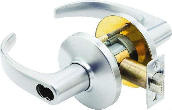 Stanley - Grade 1 Classroom Lever Lockset - 2-3/4" Back Set, Zinc, Satin Chrome Finish - USA Tool & Supply