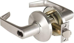 Stanley - Grade 1 Storeroom Lever Lockset - 2-3/4" Back Set, Zinc, Satin Chrome Finish - USA Tool & Supply