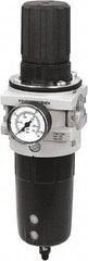 Parker - 3/4" NPT Port Heavy-Duty 1 Piece Filter/Regulator FRL Unit - Polypropylene Bowl, 335 SCFM, 254 Max psi, 13-1/2" High, Manual Drain - USA Tool & Supply