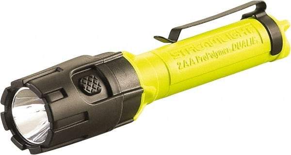 Streamlight - White LED Bulb, 175 Lumens, Industrial/Tactical Flashlight - Yellow Polycarbonate Body, 2 AA Alkaline Batteries Included - USA Tool & Supply