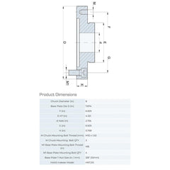 Lathe Chuck Adapter Back Plates; Nominal Chuck Size: 8 in; Mount Type: Slotted Table; Spindle Nose Type: Slotted Table; Chuck Compatibility: 1-153-0800; 1-101-0800; 1-151-0800; 1-103-0800; Through-hole Diameter: 2.362 in; Chuck Diameter Compatibility: 8 i