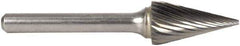 M.A. Ford - 1/4" Cut Diam, 1/4" Shank Diam, Cone Head Double Cut Burr - Carbide, Flat End, 1/2" LOC, 2" OAL - USA Tool & Supply