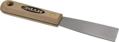 Hyde Tools - 1-1/4" Wide Steel Putty Knife - Stiff, Hardwood Handle, 7-3/4" OAL - USA Tool & Supply