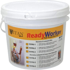 Miller - 310 Lb. Capacity, General Use Fall Protection Kit - Back D Ring, 6 Ft. Lanyard Long, Gold and Black - USA Tool & Supply