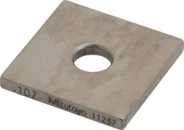 Mitutoyo - 0.107" Square Steel Gage Block - Accuracy Grade 0, Includes Certificate of Inspection - USA Tool & Supply