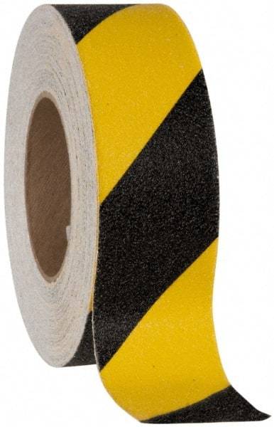 NMC - Black & Yellow Striped Anti-Slip Vinyl Tape - 12" Wide x 60' Long x 0.02" Thick, General Traffic - USA Tool & Supply