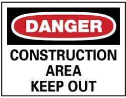 NMC - "Danger - Construction Area - Keep Out", 20" Long x 28" Wide, Aluminum Safety Sign - Rectangle, 0.04" Thick, Use for Security & Admittance - USA Tool & Supply
