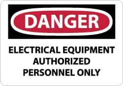 NMC - "Danger - Electrical Equipment - Authorized Personnel Only", 10" Long x 14" Wide, Aluminum Safety Sign - Rectangle, 0.04" Thick, Use for Accident Prevention - USA Tool & Supply