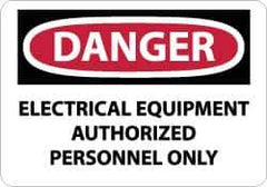 NMC - "Danger - Electrical Equipment - Authorized Personnel Only", 7" Long x 10" Wide, Pressure-Sensitive Vinyl Safety Sign - Rectangle, 0.004" Thick, Use for Accident Prevention - USA Tool & Supply