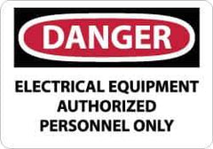 NMC - "Danger - Electrical Equipment - Authorized Personnel Only", 10" Long x 14" Wide, Pressure-Sensitive Vinyl Safety Sign - Rectangle, 0.004" Thick, Use for Accident Prevention - USA Tool & Supply