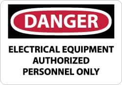 NMC - "Danger - Electrical Equipment - Authorized Personnel Only", 10" Long x 14" Wide, Rigid Plastic Safety Sign - Rectangle, 0.05" Thick, Use for Accident Prevention - USA Tool & Supply