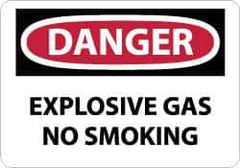 NMC - "Danger - Explosive Gas - No Smoking", 7" Long x 10" Wide, Rigid Plastic Safety Sign - Rectangle, 0.05" Thick, Use for Accident Prevention - USA Tool & Supply
