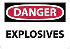 NMC - "Danger - Explosives", 7" Long x 10" Wide, Pressure-Sensitive Vinyl Safety Sign - Rectangle, 0.004" Thick, Use for Accident Prevention - USA Tool & Supply