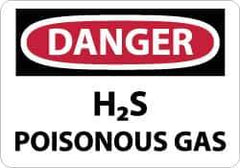 NMC - "Danger - H2s - Poisonous Gas", 7" Long x 10" Wide, Rigid Plastic Safety Sign - Rectangle, 0.05" Thick, Use for Hazardous Materials - USA Tool & Supply