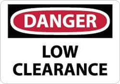 NMC - "Danger - Low Clearance", 10" Long x 14" Wide, Aluminum Safety Sign - Rectangle, 0.04" Thick, Use for Accident Prevention - USA Tool & Supply