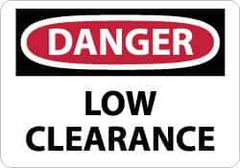 NMC - "Danger - Low Clearance", 10" Long x 14" Wide, Rigid Plastic Safety Sign - Rectangle, 0.05" Thick, Use for Accident Prevention - USA Tool & Supply
