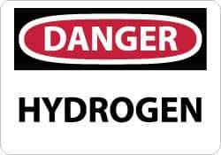 NMC - "Danger - Hydrogen", 10" Long x 14" Wide, Aluminum Safety Sign - Rectangle, 0.04" Thick, Use for Hazardous Materials - USA Tool & Supply