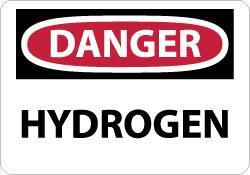 NMC - "Danger - Hydrogen", 7" Long x 10" Wide, Pressure-Sensitive Vinyl Safety Sign - Rectangle, 0.004" Thick, Use for Hazardous Materials - USA Tool & Supply